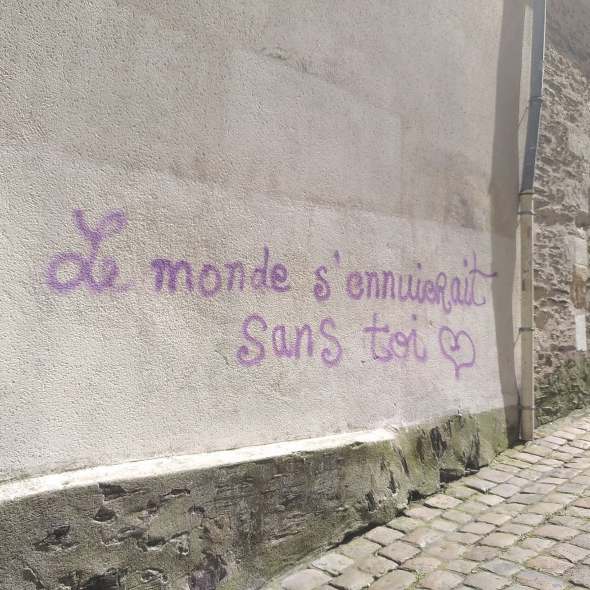 texte écrit sur mur "le monde s'ennuierait sans toi"